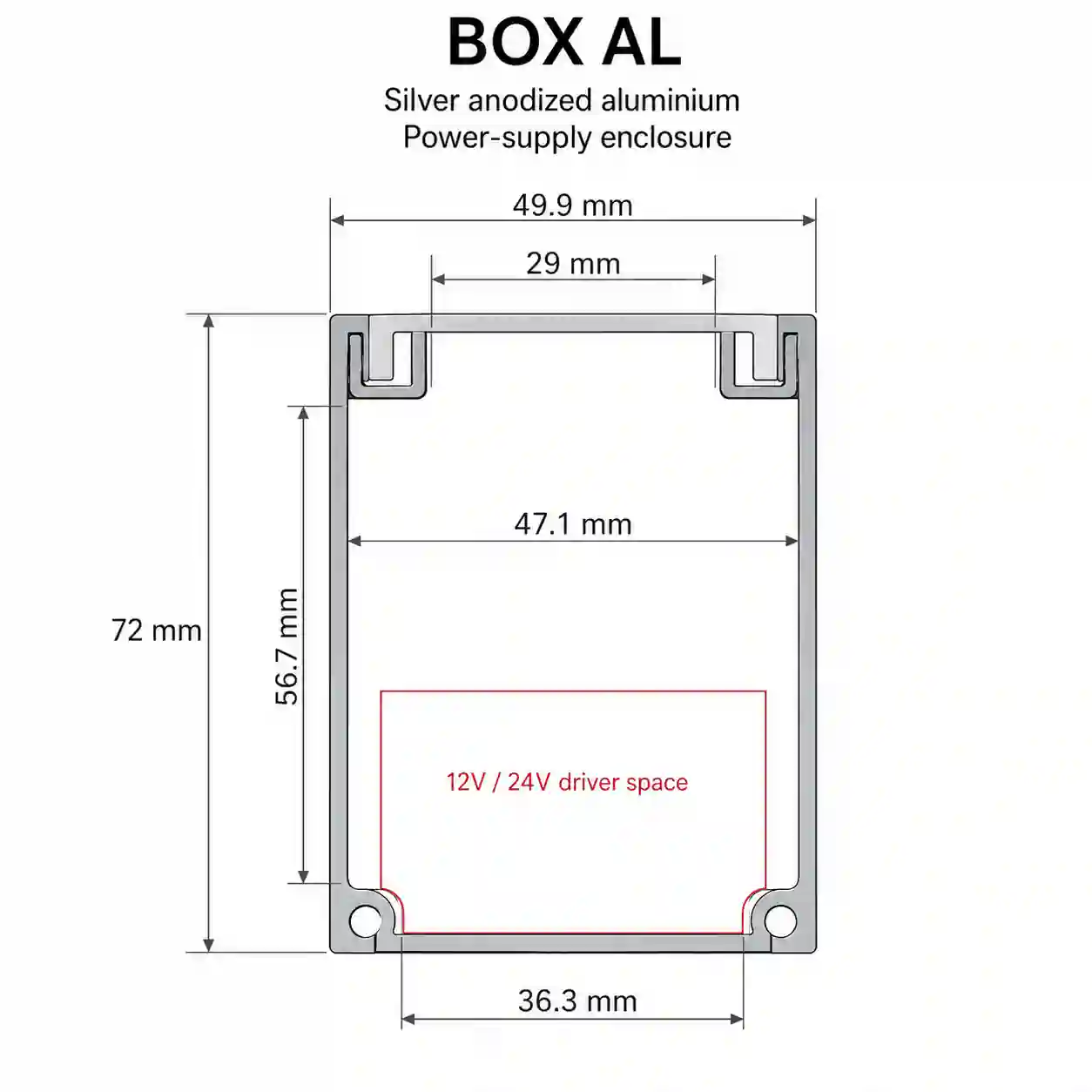 Instalace LED lineárního svítidla s napájecím zdrojem v profilu Box AL zavěšeným na laně